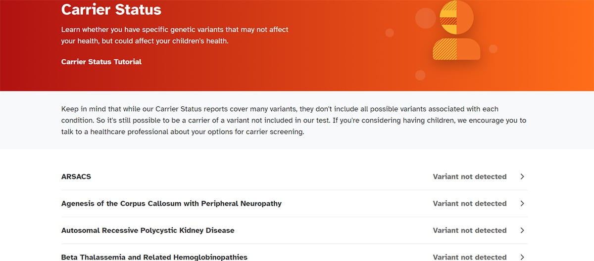 23andme carrier screenshot.