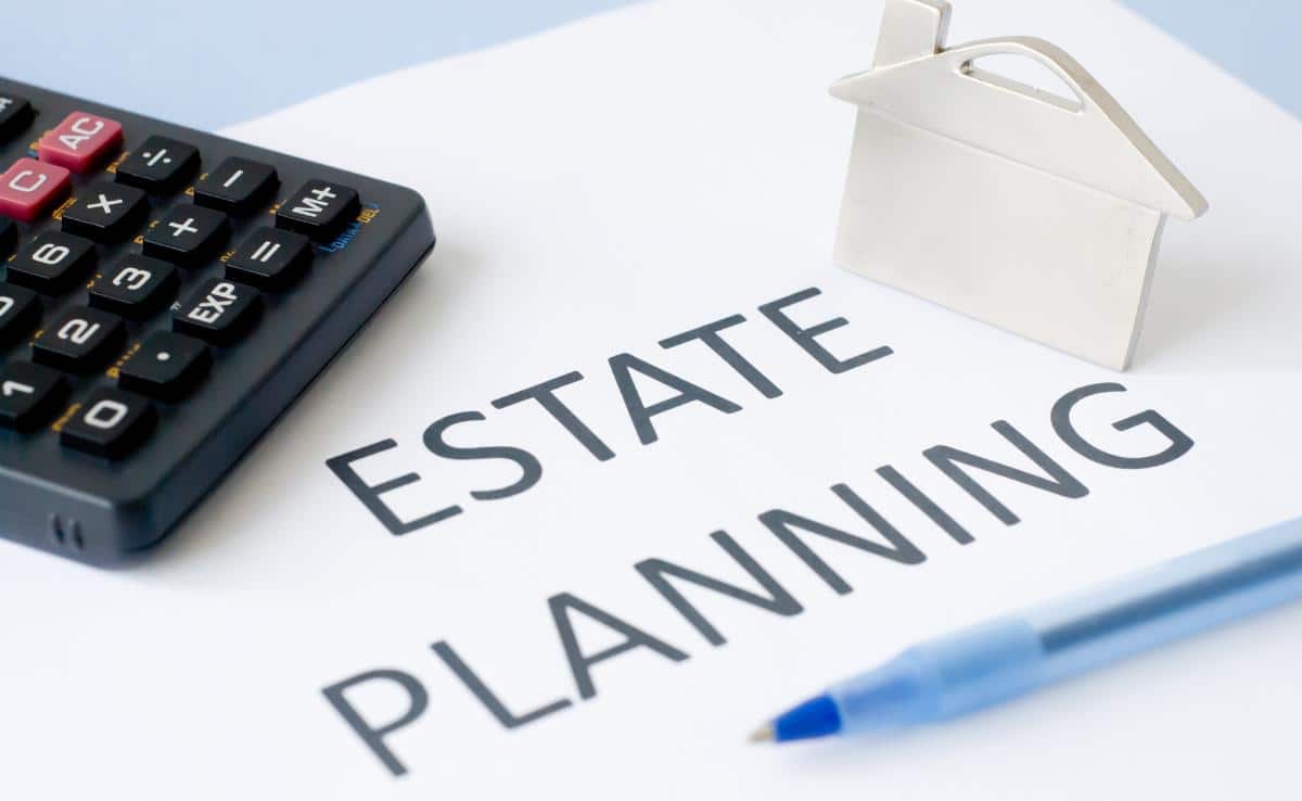 Estate planning paperwork and calculator