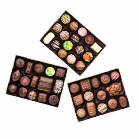 Three types of Jackies chocolate subscription box.