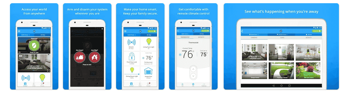 Screenshots of the ADT Pulse app on the iPhone and iPad