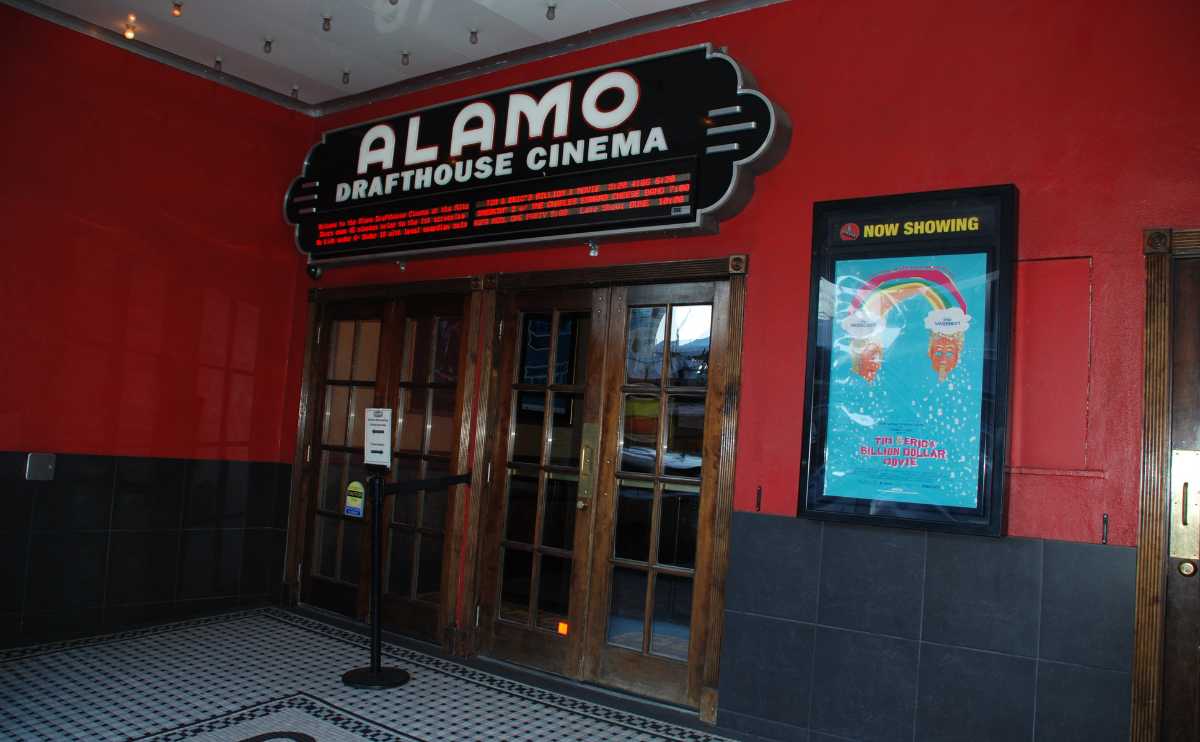 Alamo Drafthouse Ritz lobby entrance of historic movie theater in Austin, TX.