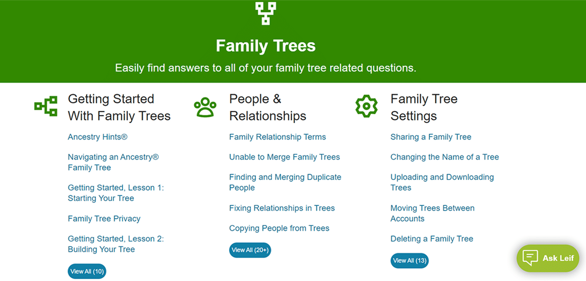 Ancestry getting started screenshot.