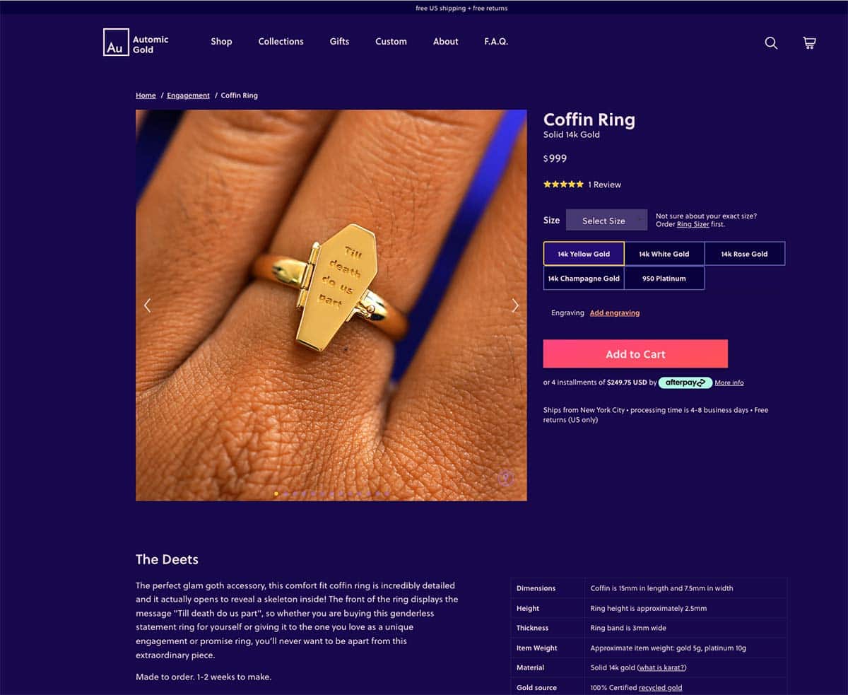 Automic Gold screenshot of coffin ring.