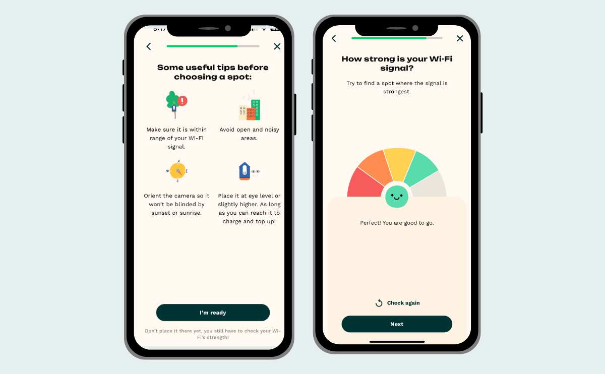 Bird Buddy app set up screenshots.