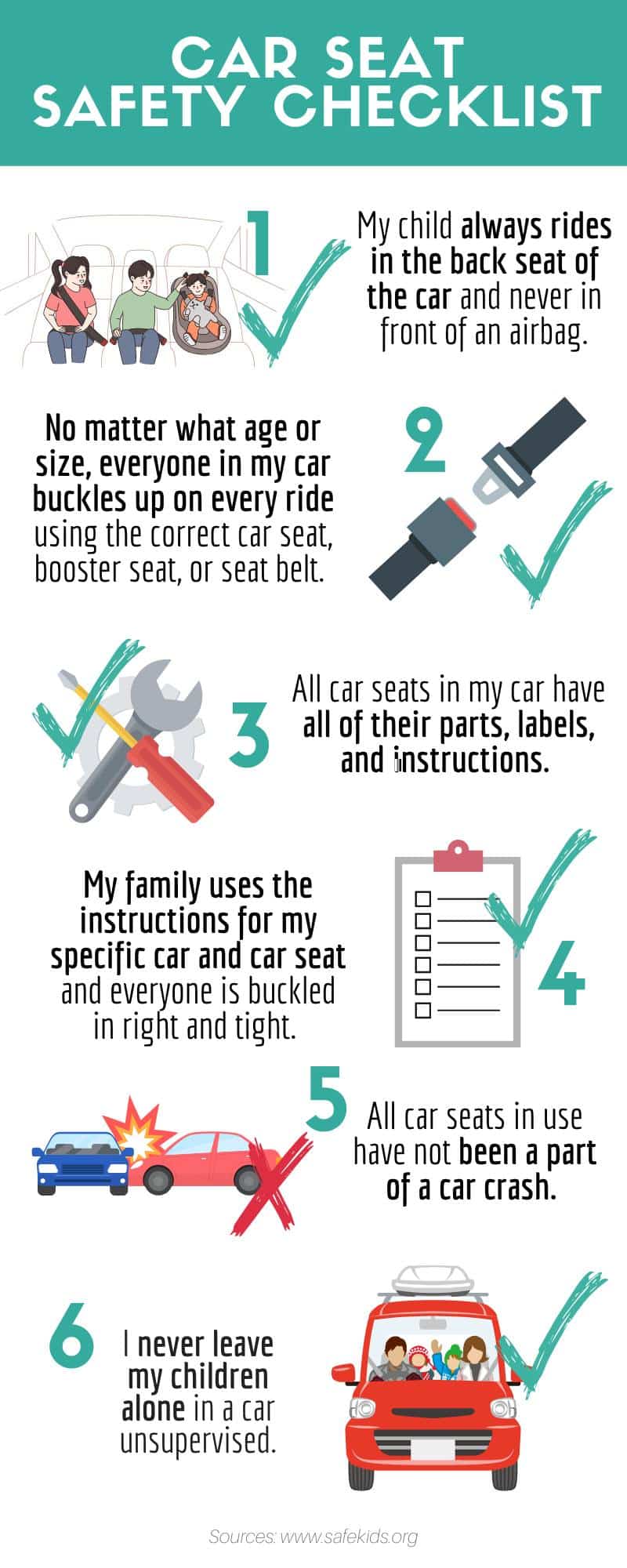 Car seat safety checklist infographic