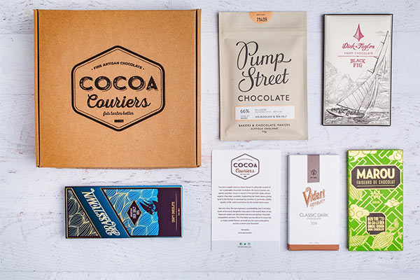 Coco Couriers chocolate box contents including notecard.