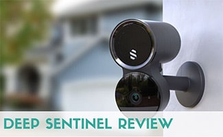 Deep Sentinel camera on outside of home (caption: Deep Sentinel Review)