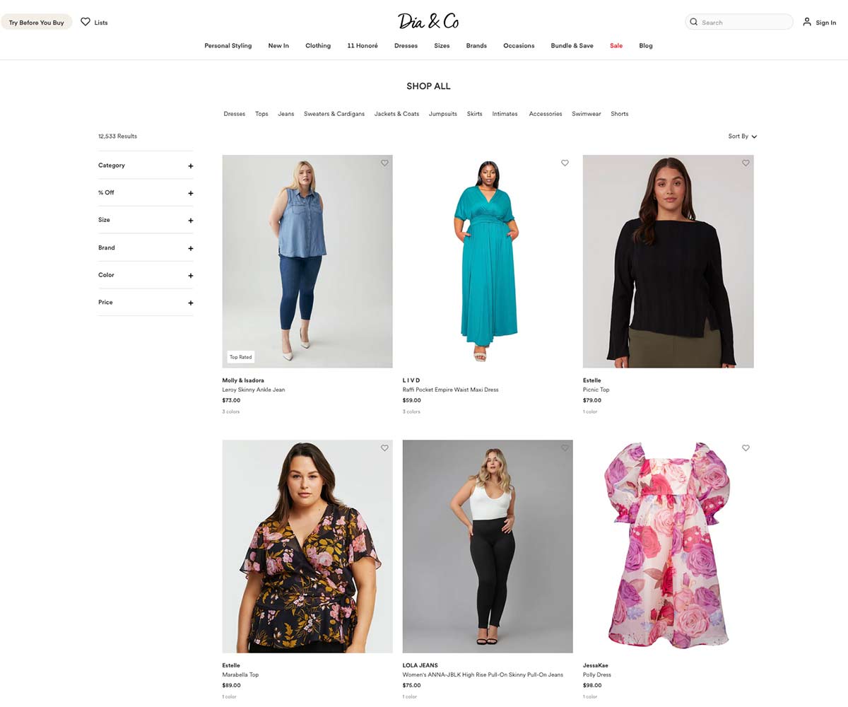 Dia and Co. website screenshot.