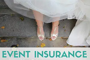 Bride feet on stairs (Caption: Event Insurance)