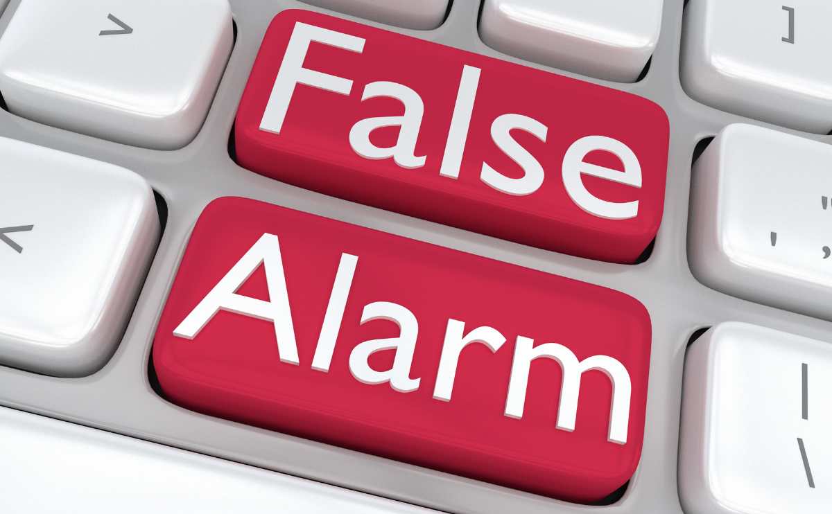 Red false alarm keys on keyboard