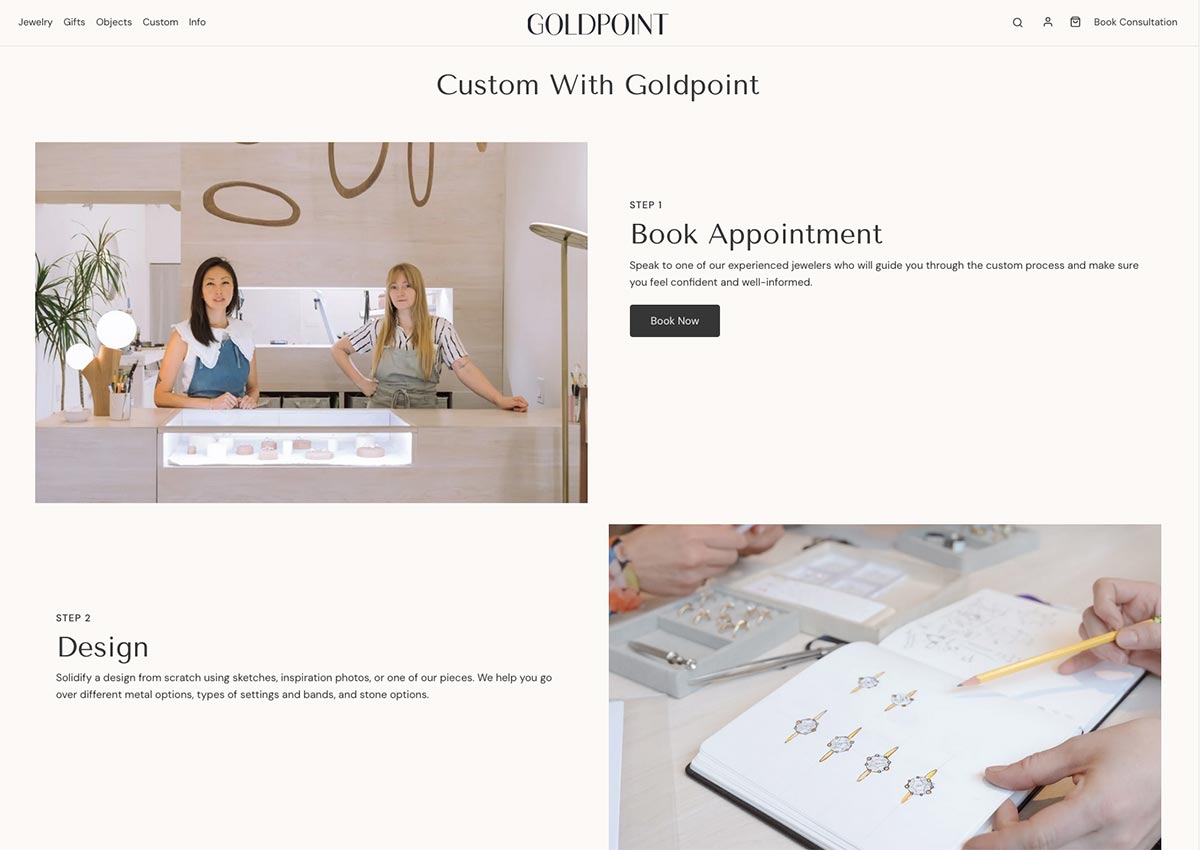 Goldpoint screenshot of custom booking appointments.