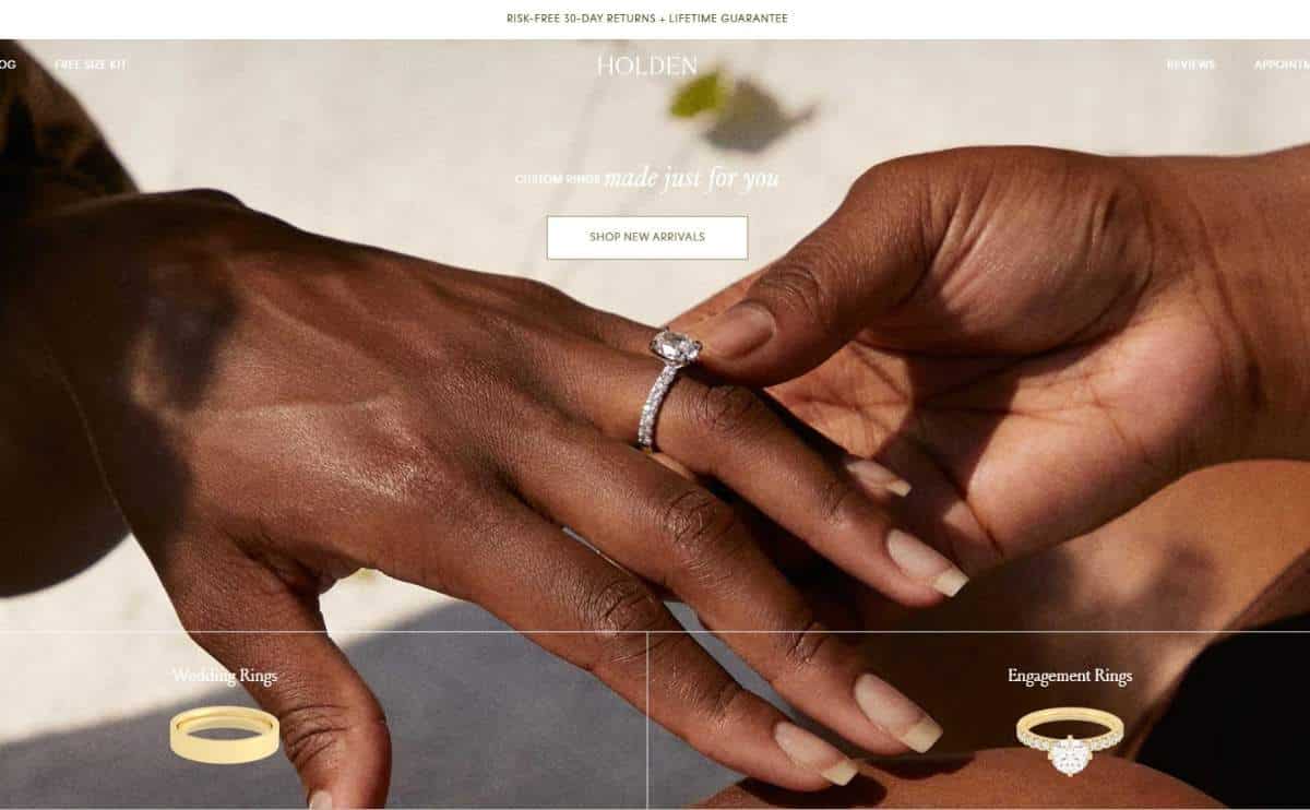 Holden screenshot of rings on website.
