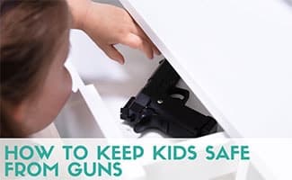 Child reaching in drawer to get gun (Caption: How To Keep Kids Safe From Guns)