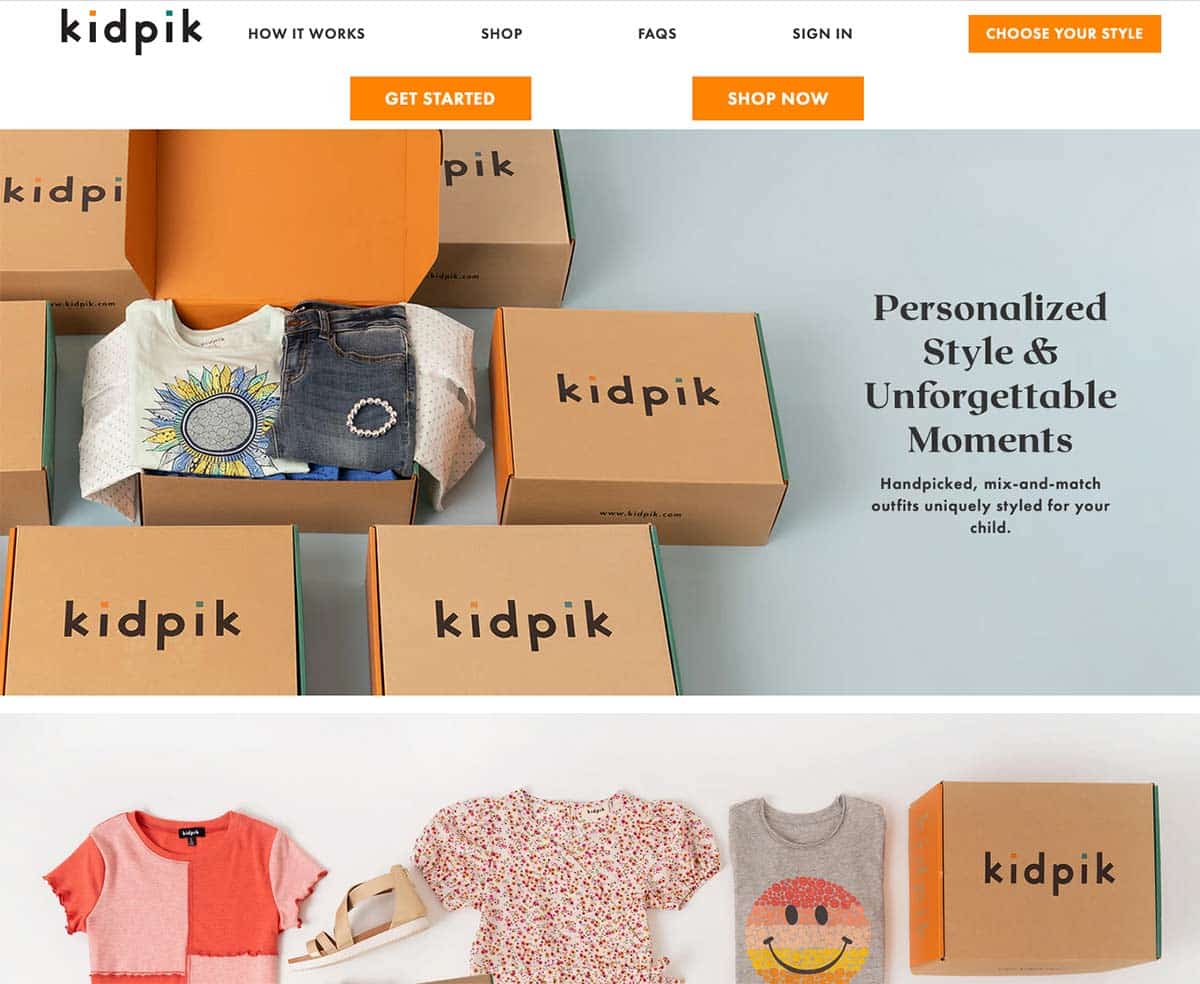 Kidpik website screenshot.
