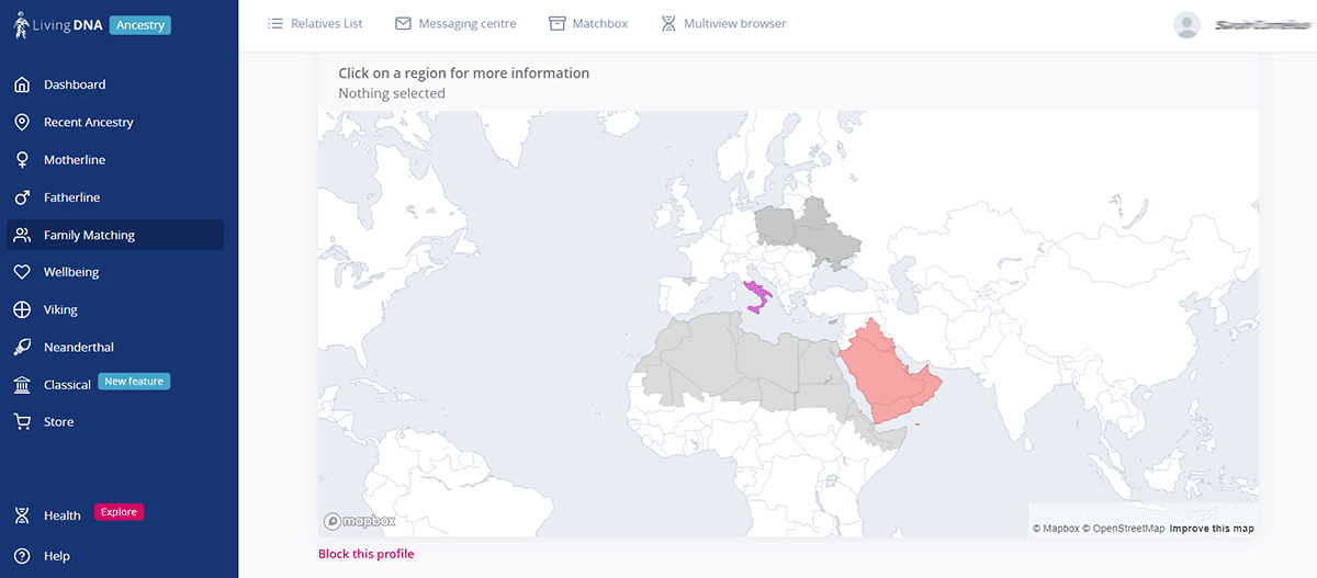 Living DNA shared map screenshot.