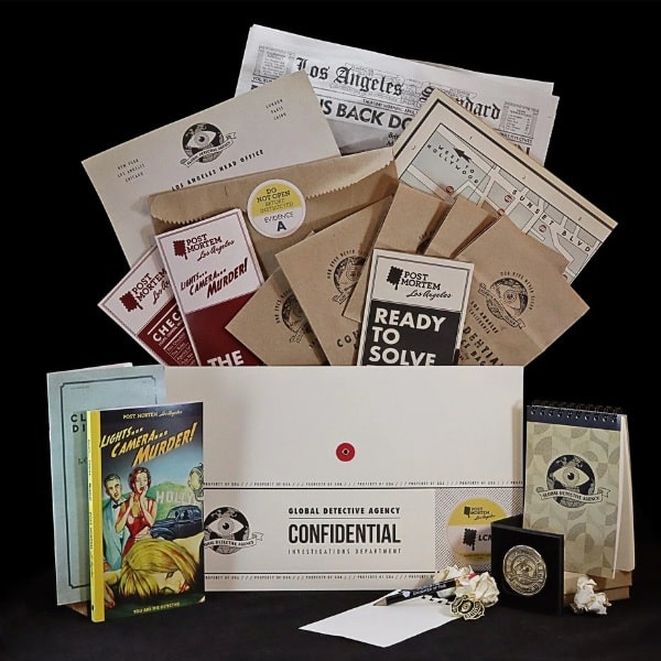 Mysterious Package Company murder mystery box.