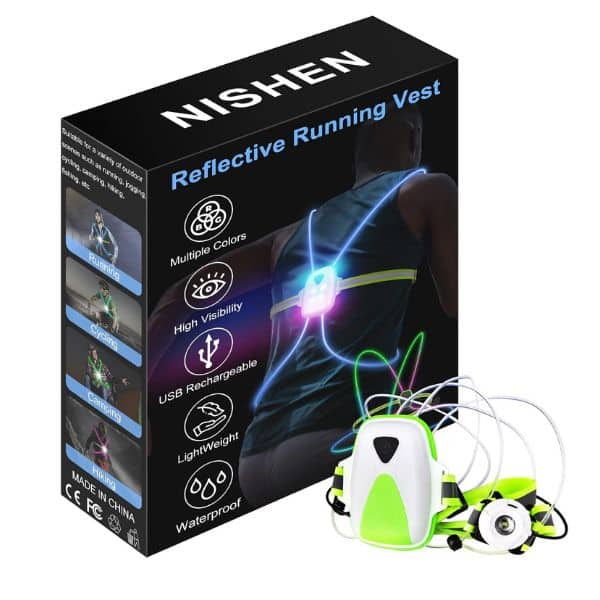 Ni-SHEN Reflective Running Vest With Front Light.