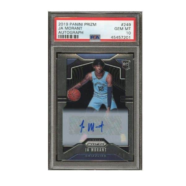 Panini Prizm #249 Ja Morant Autographed Rookie Card.