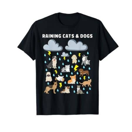 Raining cats and dogs shirt in black.