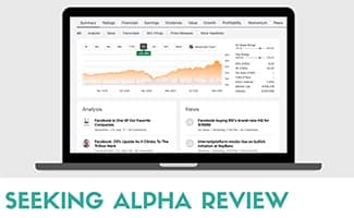 Seeking Alpha stock view on computer screen (Caption: Seeking Alpha Review)