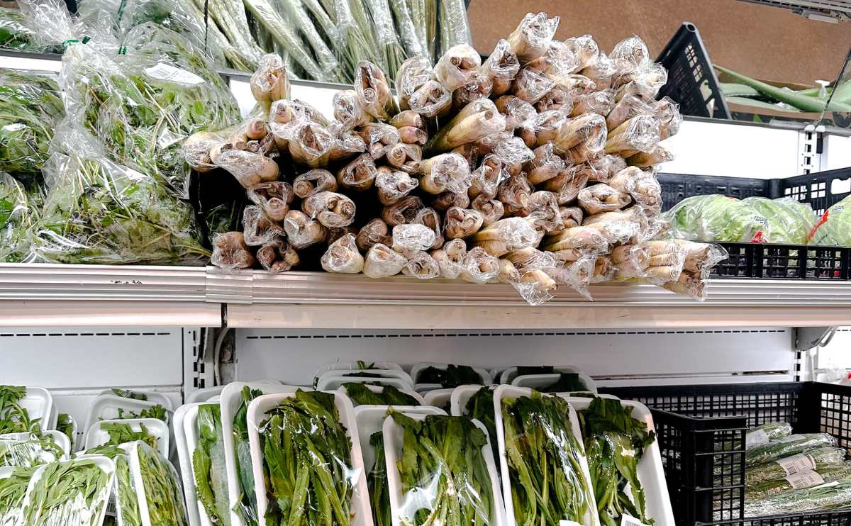 Shopping for lemongrass at an Asian market.