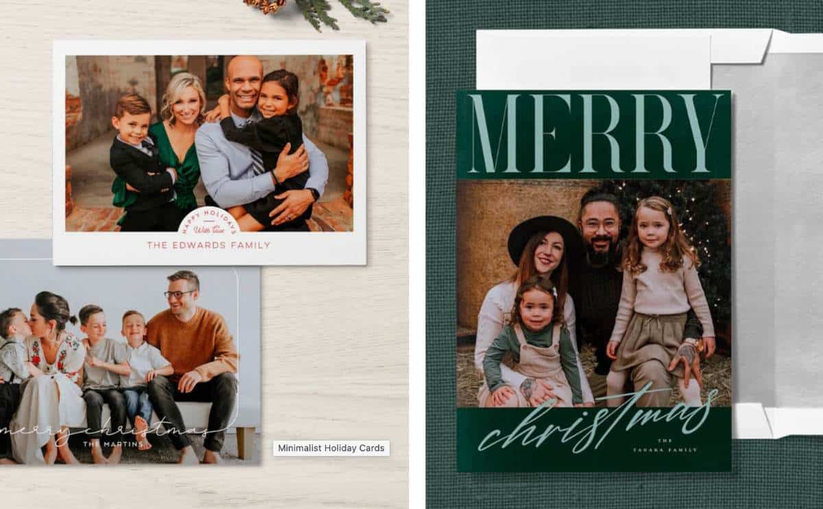 Shutterfly sample holiday cards.