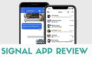 Signal app on phones (caption: Signal App Review)