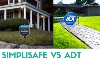 SimpliSafe and ADT yard signs side by side (Caption: SimpliSafe vs ADT)