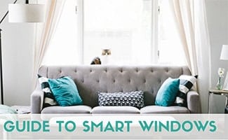 Smart window on in living room (caption: Smart Windows)