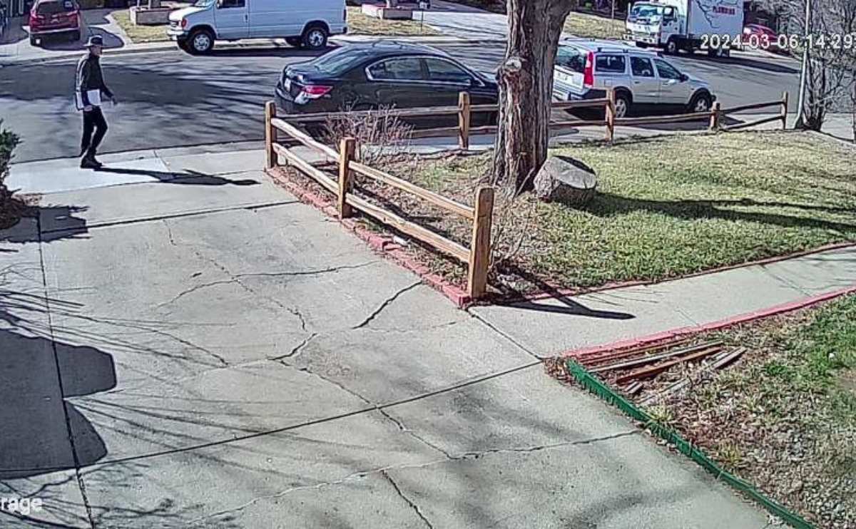 Snapshot of a front yard taken detecting motion of person walking by on street.