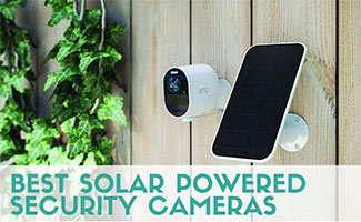 Arlo Ultra camera with solar panel (Caption: Best Solar Powered Security Cameras)