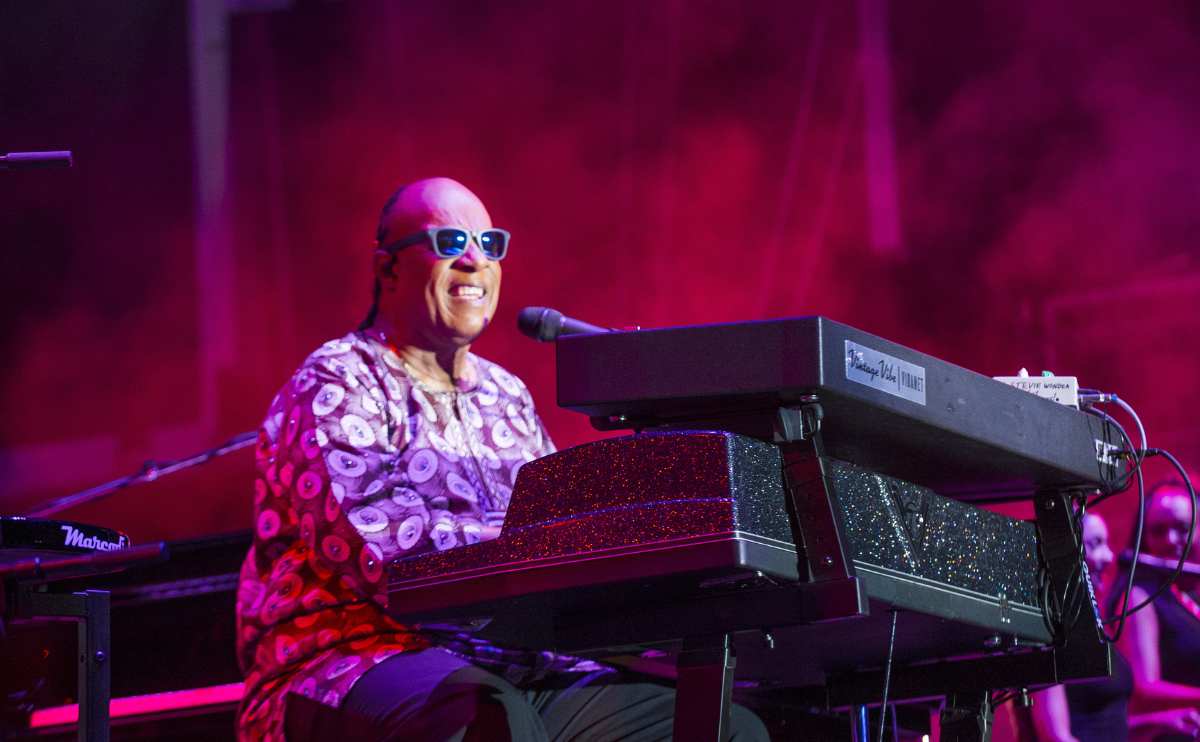 Stevie Wonder performs onstage during day 1 of the 2015 Life Is Beautiful Festival on September 25, 2015 in Las Vegas, Nevada.