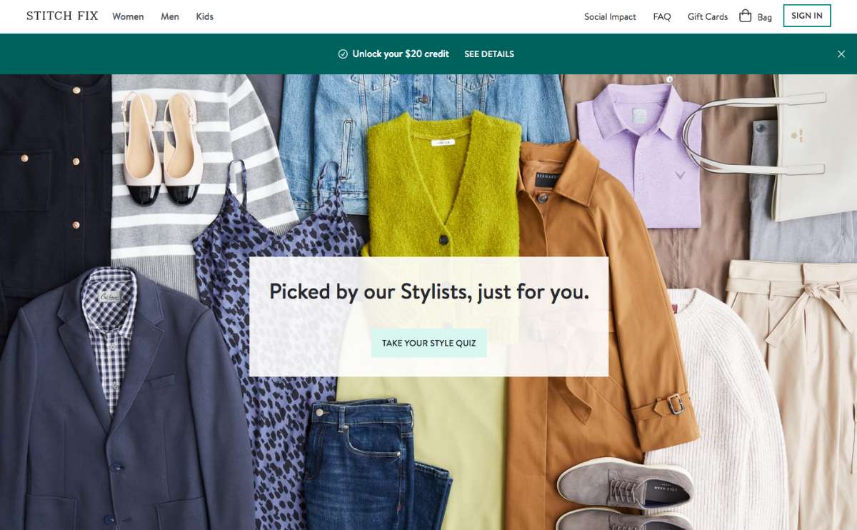 Stitch Fix homepage screenshot.