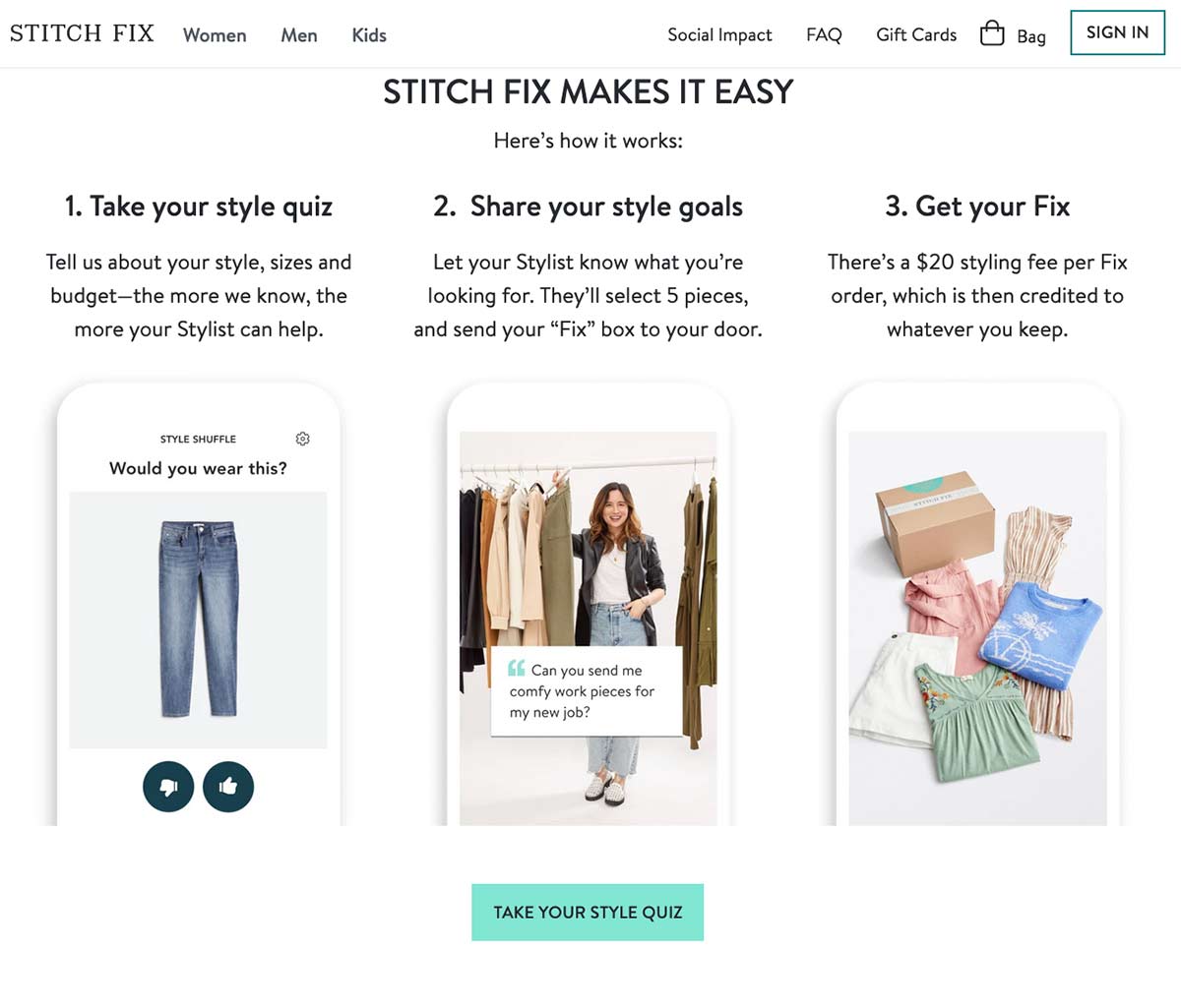 Stitchfix website screenshot.