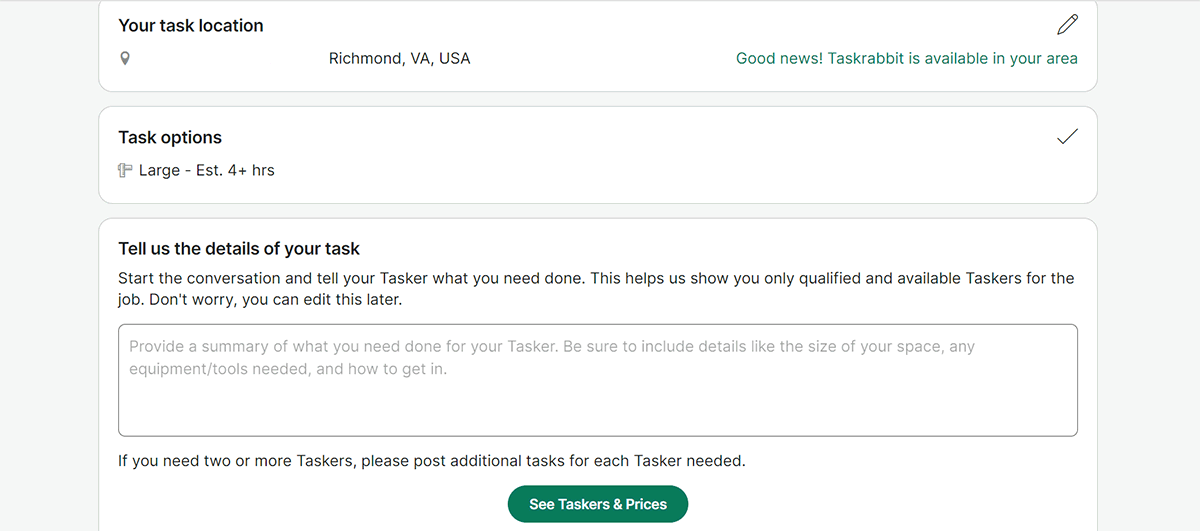 Taskrabbit screenshot.
