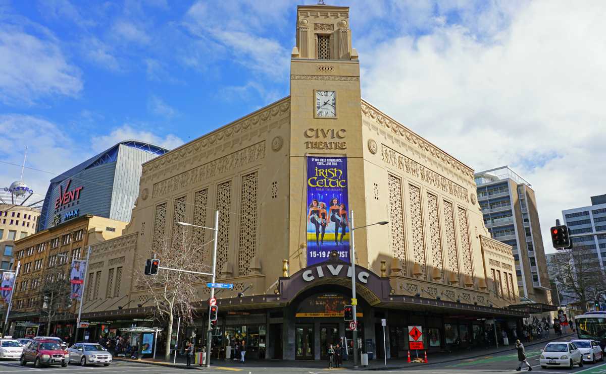 The Civic theater in Auckland, New Zealand outside entrance.