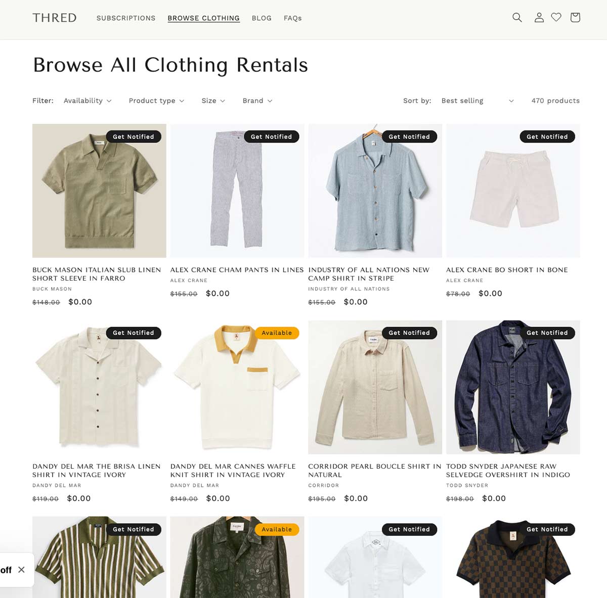 Thread the runway website screenshot.