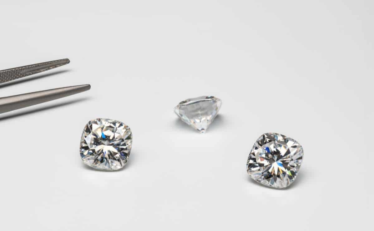 Three types of diamonds on a table.