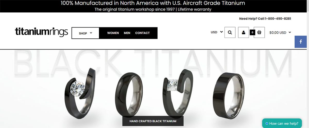 TitaniumRings screenshot website.
