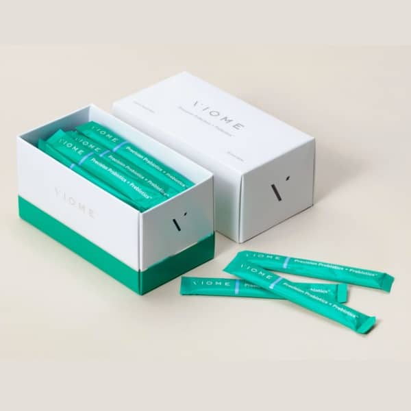 Viome precision probiotic packets and box.
