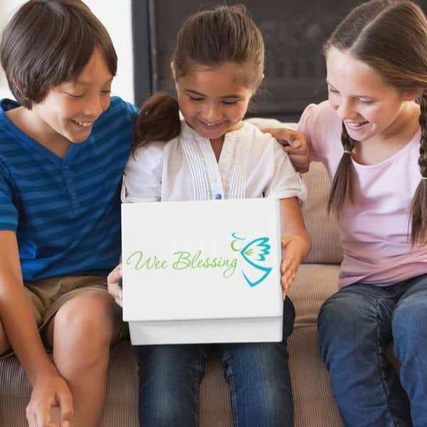 Wee Blessing kids opening box.