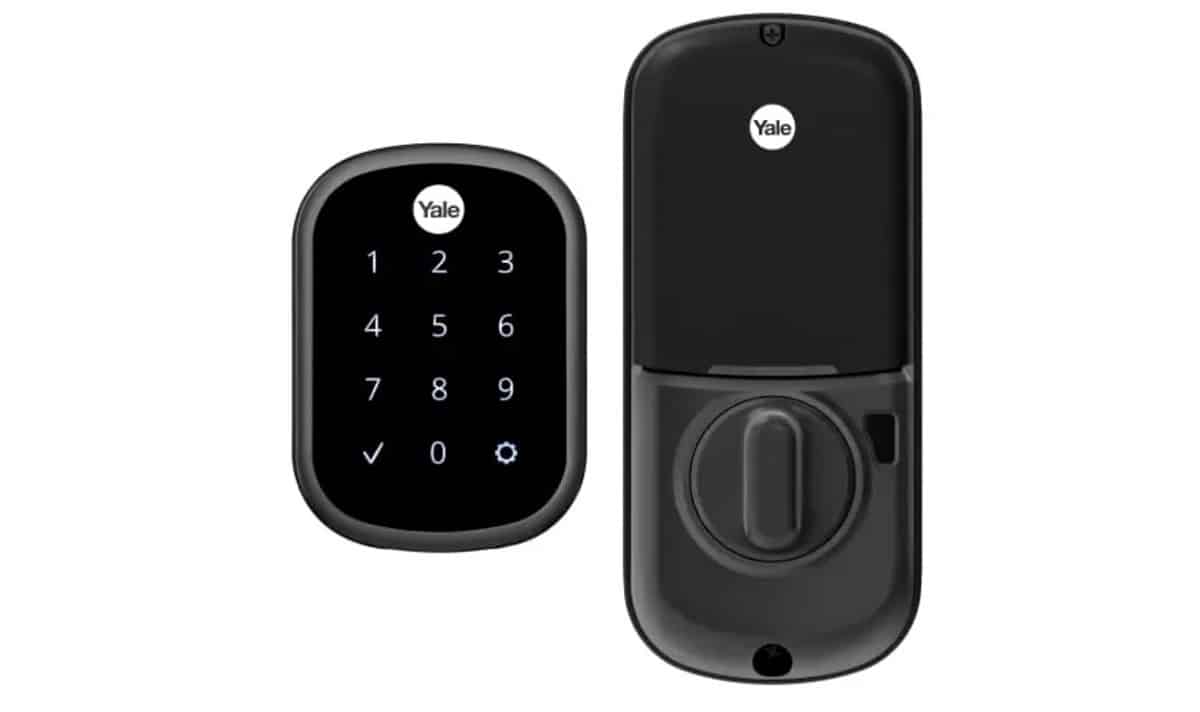 Yale Assure lock in black with white numbers on keypad